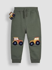 JoJo Maman Bébé Khaki Green Tractor Appliqué Pet in Pocket Knee Joggers - Image 4 of 4