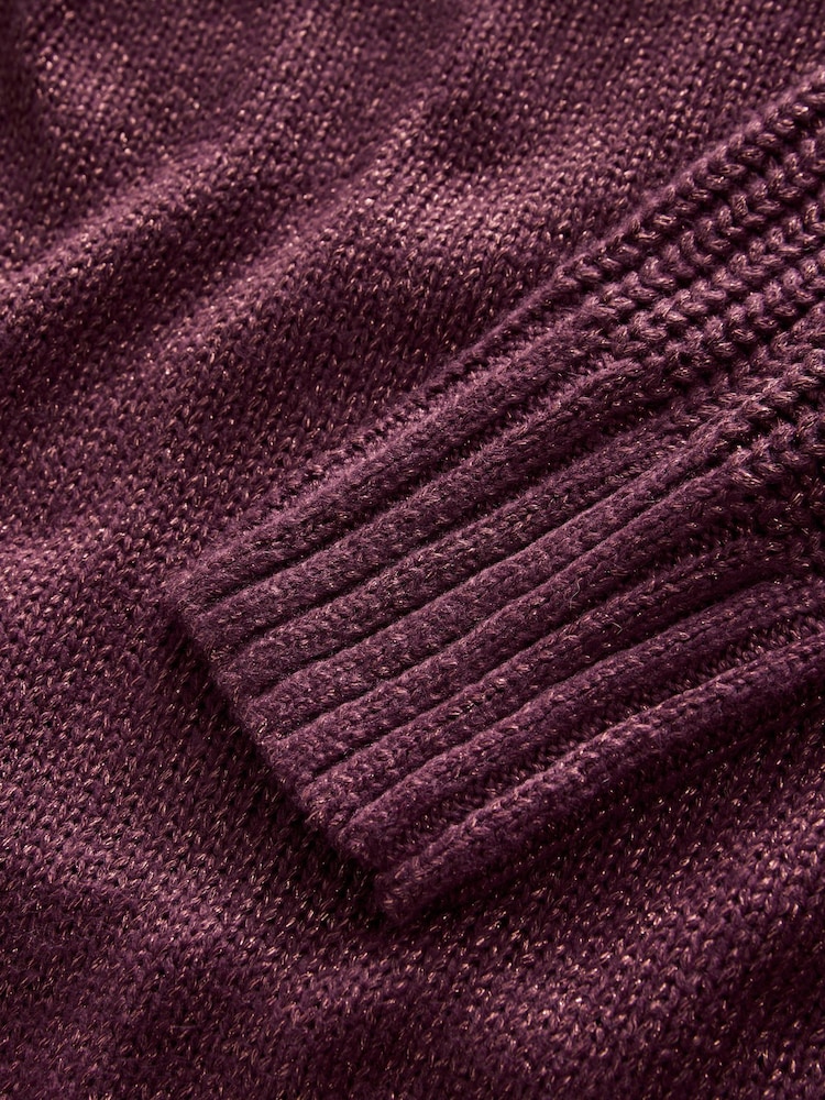 Red Berry Sparkle High Neck Short Knitted Jumper Mini Dress - Image 14 of 14