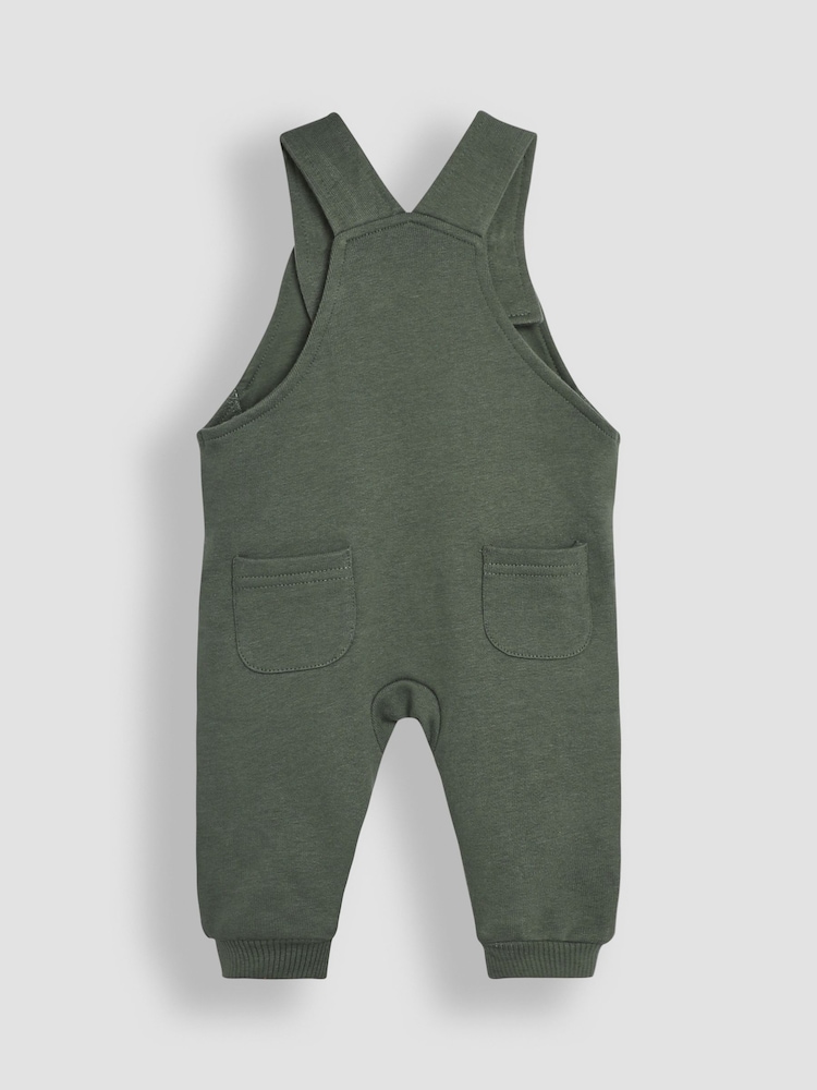 JoJo Maman Bébé Khaki Green Lion Appliqué Pocket Dungarees and Top Set - Image 3 of 6