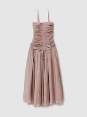 Reiss Ryder Maxikleid aus Viskose-Leinenmischung mit Raffung - Bild 2 von 6