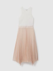 Reiss Ivory/Nude Marnie Hybrid Knitted Midi Dress - Image 2 of 5