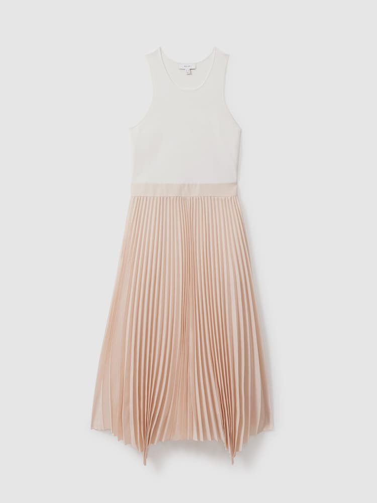 Reiss Ivory/Nude Marnie Hybrid Knitted Midi Dress - Image 2 of 5