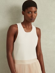 Reiss Ivory/Nude Marnie Hybrid Knitted Midi Dress - Image 3 of 5