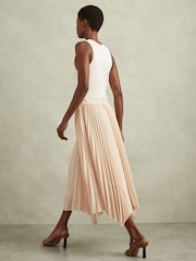 Reiss Ivory/Nude Marnie Hybrid Knitted Midi Dress - Image 4 of 5