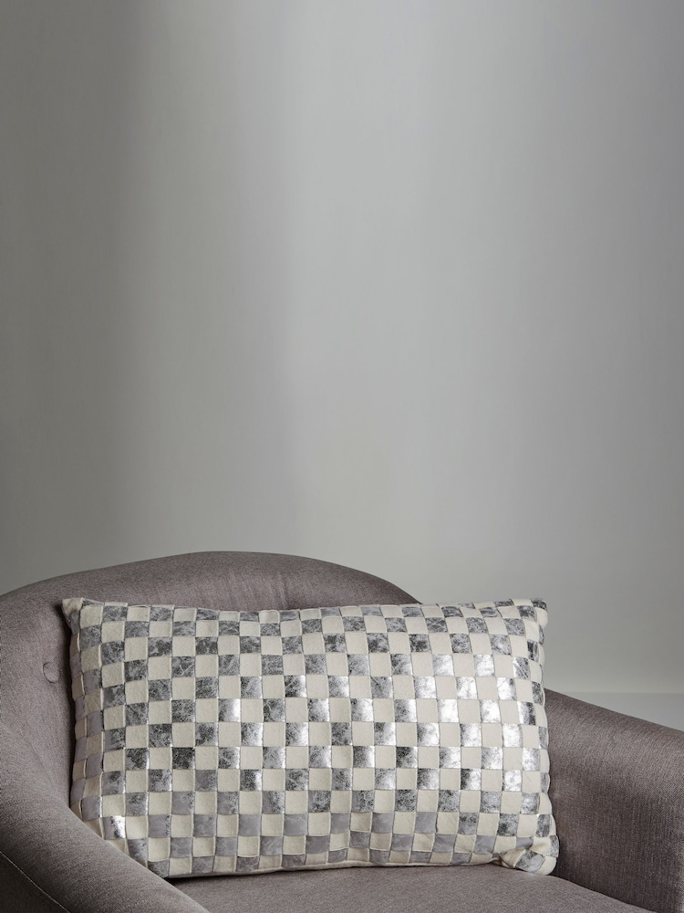 Interiors by Premier Black White Kensington Townhouse Rectangular Check Cushion - Image 1 of 2