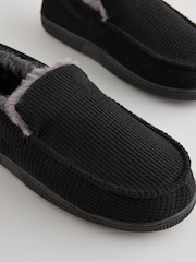 Black Faux Fur Lined Apron Slippers - Image 3 of 5