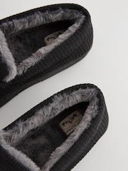 Black Faux Fur Lined Apron Slippers - Image 4 of 5