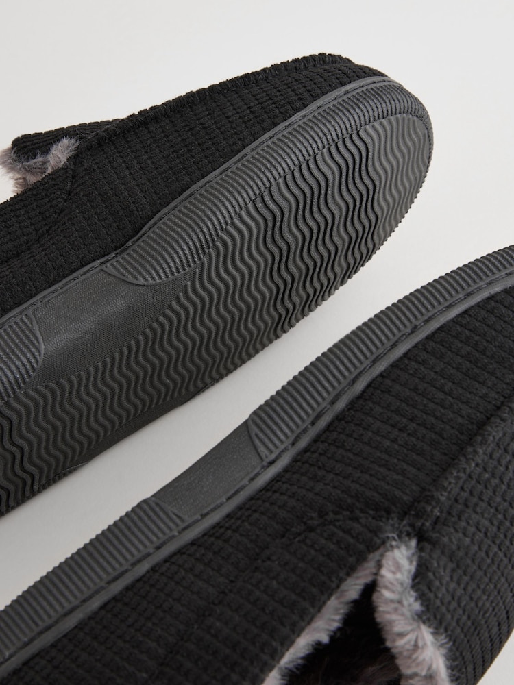 Black Faux Fur Lined Apron Slippers - Image 5 of 5