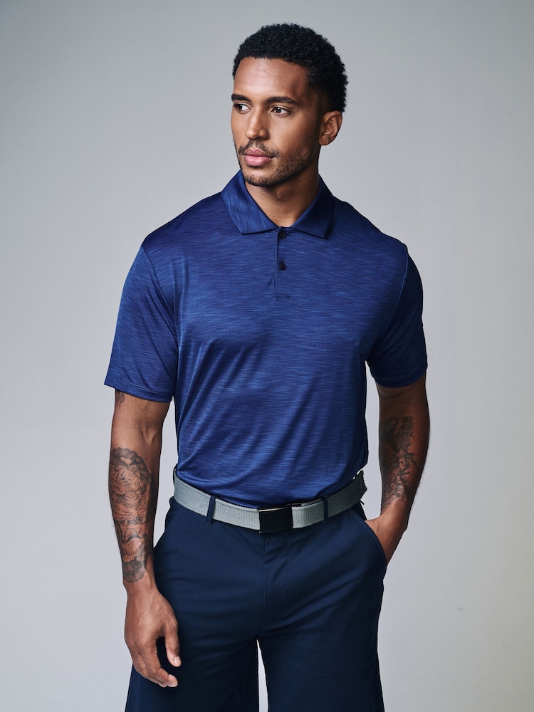 Blue Active Golf Mesh Training Polo Shirt - Image 1 of 7 Blue Active Golf Mesh Training Polo Shirt - Image 1 of 7