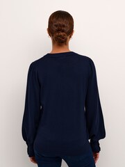 Kaffe Lizza Crew Neck Button Cuff Pullover Blouses - Image 2 of 6