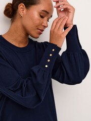 Kaffe Lizza Crew Neck Button Cuff Pullover Blouses - Image 4 of 6