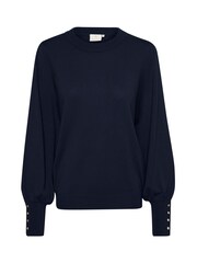 Kaffe Lizza Crew Neck Button Cuff Pullover Blouses - Image 5 of 6