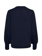 Kaffe Lizza Crew Neck Button Cuff Pullover Blouses - Image 6 of 6