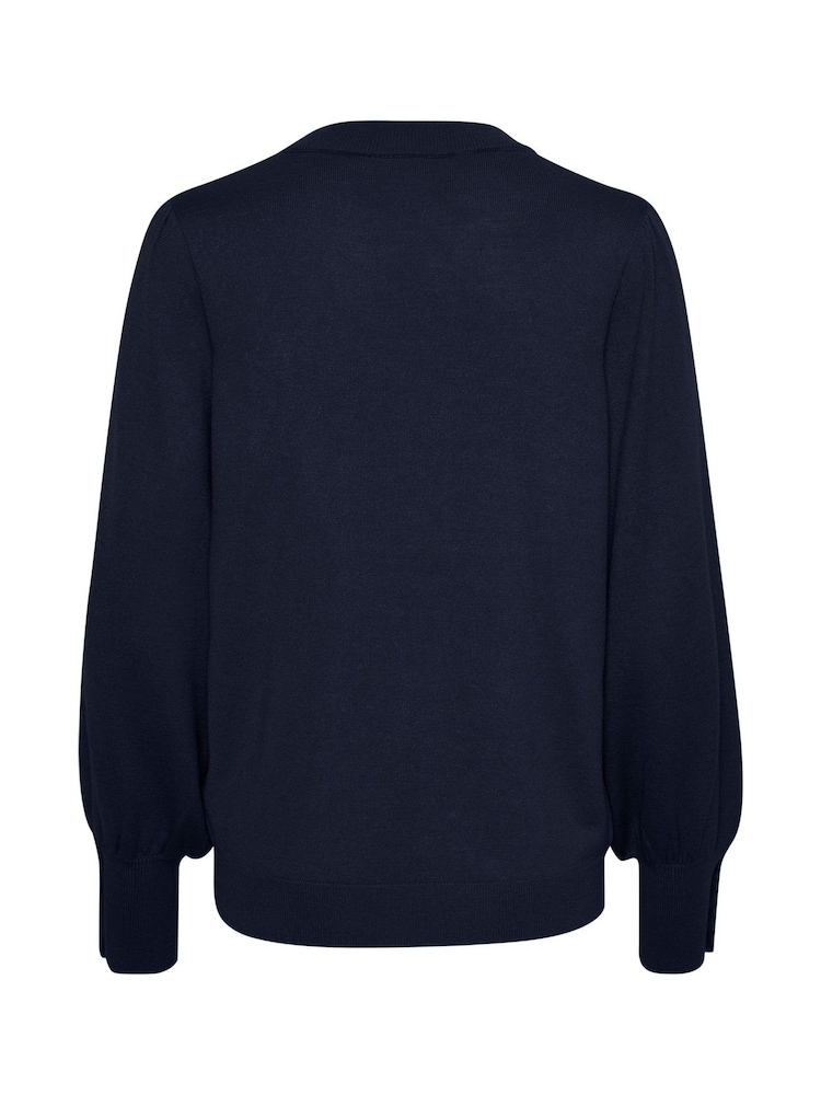 Kaffe Lizza Crew Neck Button Cuff Pullover Blouses - Image 6 of 6