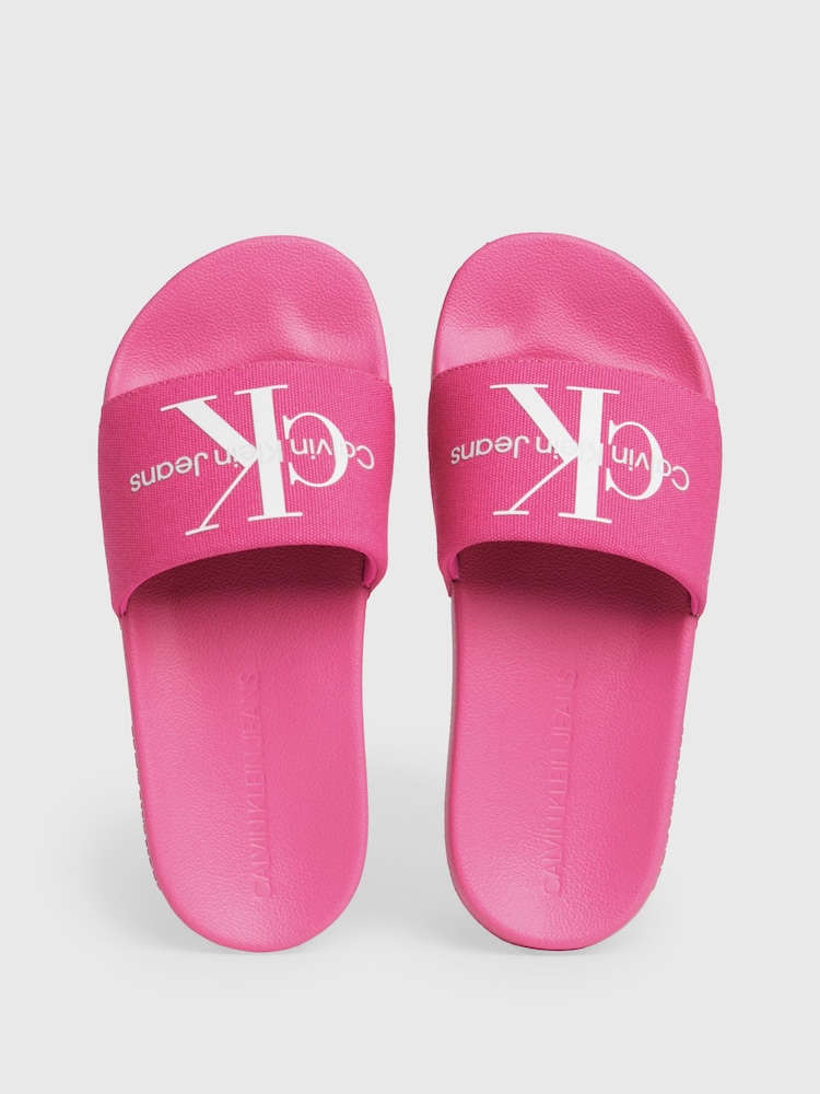 Calvin Klein Pink Monogram Slides - Image 1 of 6