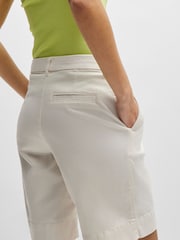 BOSS Cream Relaxed Fit Bermuda Stretch Cotton Shorts - Image 2 of 4