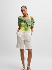 BOSS Cream Relaxed Fit Bermuda Stretch Cotton Shorts - Image 4 of 4
