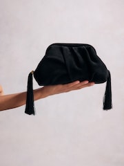 Schwarz - Tabitha Simmons Marija Leder-Clutch mit Quasten - Bild 2 von 9