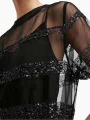 AllSaints Black Embroidered Izabela Dress - Image 6 of 7