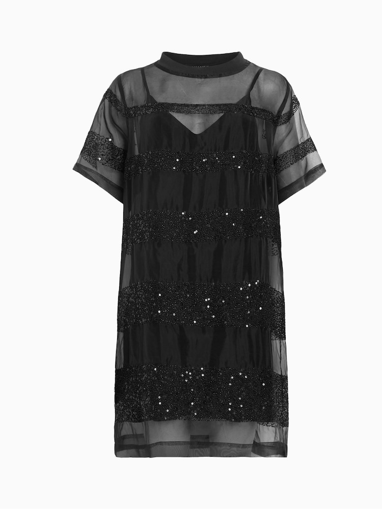 AllSaints Black Embroidered Izabela Dress - Image 7 of 7