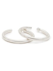AllSaints Silver Tone Stone Thick Tube Hoop Earrings - Image 4 of 4
