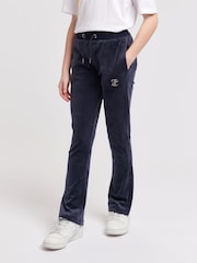 Juicy Couture Blue Girls Diamanté Bootcut Joggers - Image 1 of 7