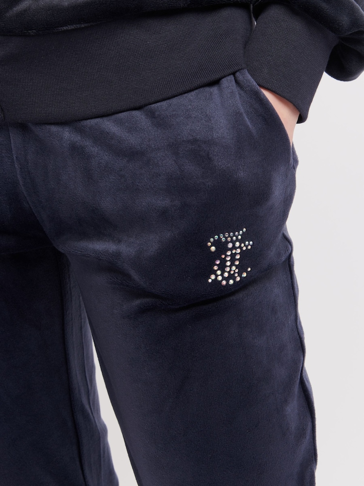 Juicy Couture Blue Girls Diamanté Bootcut Joggers - Image 3 of 7