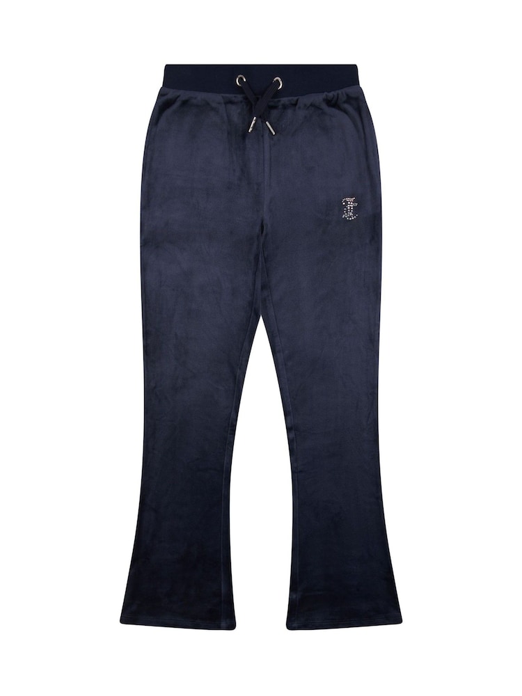 Juicy Couture Blue Girls Diamanté Bootcut Joggers - Image 6 of 7