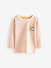 Orange/White Stripe Truck Long Sleeve 100% Cotton T-Shirt - Image 1 of 1