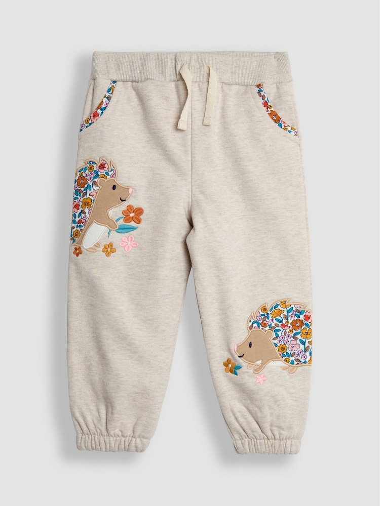 JoJo Maman Bébé Natural Hedgehog Appliqué Joggers - Image 1 of 3