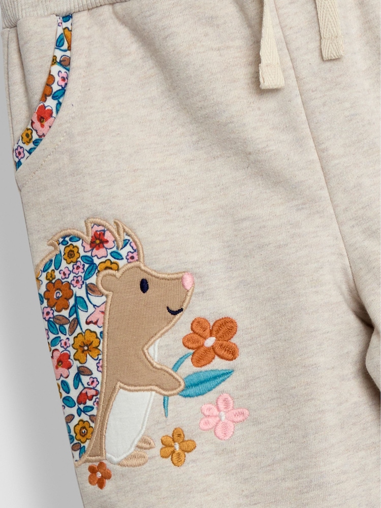 JoJo Maman Bébé Natural Hedgehog Appliqué Joggers - Image 3 of 3