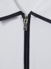 Reiss White/Navy Cannes Cotton Contrast Collar Half-Zip Polo Shirt - Image 6 of 6