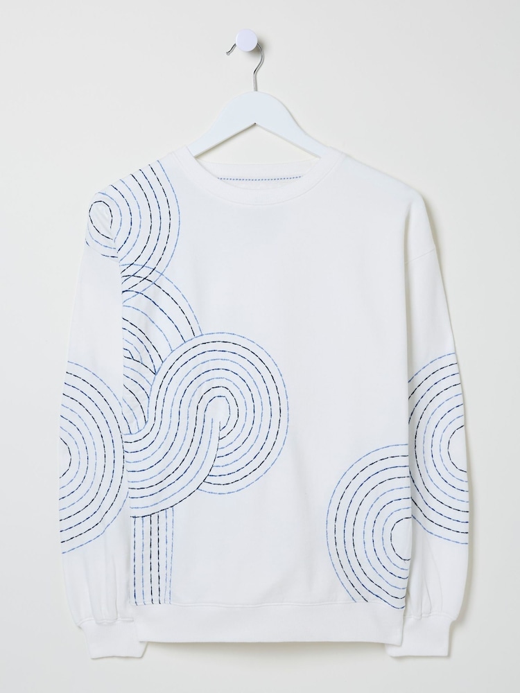 FatFace Alex Natural Embroidered Sweatshirt - Image 5 of 5