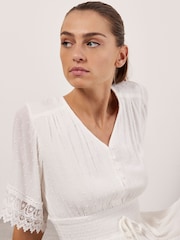 Apricot White Dobby Ruffle Tiered Mini Dress - Image 3 of 4