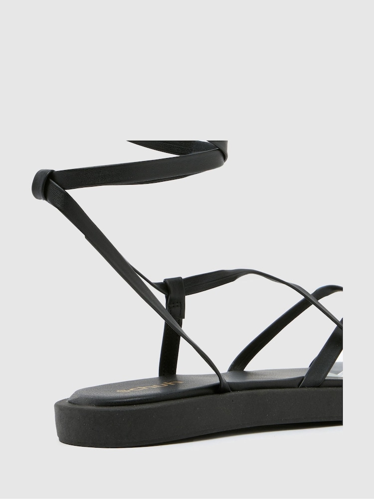 Schuh Terry Toe Loop Strappy Black Sandals - Image 3 of 3