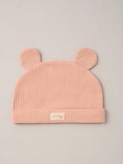 Homegrown Pink 3 Piece Ribbed Bodysuit Joggers And Bear Hat Set - Image 3 of 5