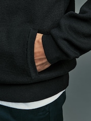 črna - Texture Regular Fit 100% Cotton Premium Zip-Through Jumper - Slika 5 iz 8