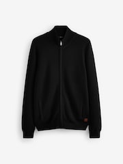 črna - Texture Regular Fit 100% Cotton Premium Zip-Through Jumper - Slika 6 iz 8