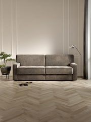 Jay-Be Luxe Velvet Mink Brown Linea 4 Seater Sofa Bed - Image 1 of 6