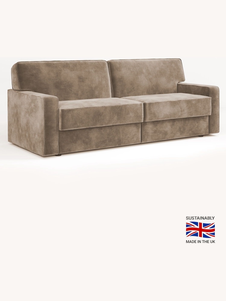 Jay-Be Luxe Velvet Mink Brown Linea 4 Seater Sofa Bed - Image 2 of 6