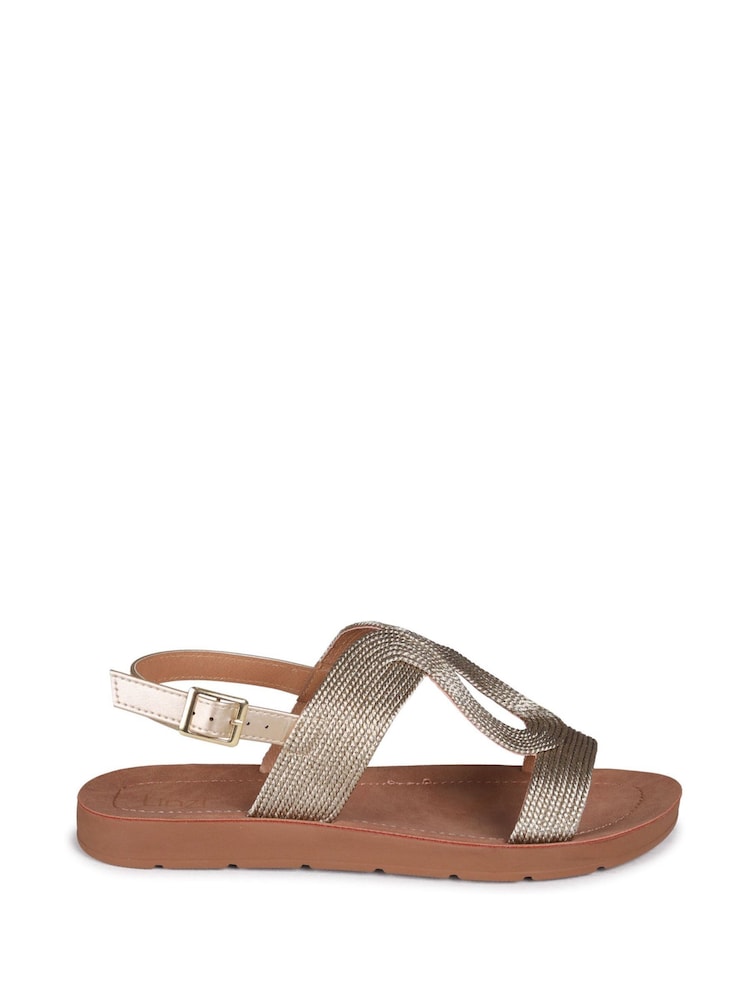 Linzi Gold Knitted Larissa Sandals - Image 2 of 4