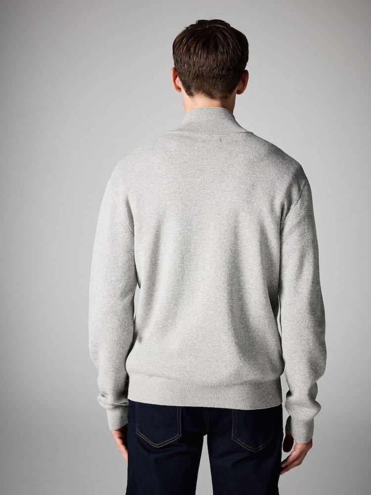 Світло-сірий - стандартний крій 100% Cotton Premium Zip-Through джемпери - Image 3 of 7