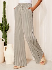 Friends Like These White Wide Leg Crinkle Jersey Printed Elasticated Waist Trousers - Image 1 of 4