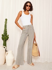 Friends Like These White Wide Leg Crinkle Jersey Printed Elasticated Waist Trousers - Image 2 of 4