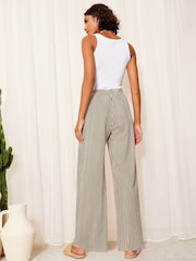 Friends Like These White Wide Leg Crinkle Jersey Printed Elasticated Waist Trousers - Image 4 of 4