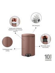 Brabantia Satin Taupe Pedal Bin NewIcon 20L - Image 2 of 6