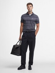Barbour® Charcoal Grey Colburn Jacquard Striped 100% Cotton Polo Shirt - Image 2 of 7
