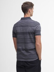 Barbour® Charcoal Grey Colburn Jacquard Striped 100% Cotton Polo Shirt - Image 3 of 7
