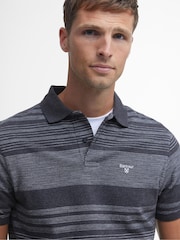 Barbour® Charcoal Grey Colburn Jacquard Striped 100% Cotton Polo Shirt - Image 4 of 7