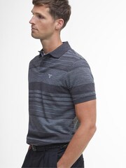 Barbour® Charcoal Grey Colburn Jacquard Striped 100% Cotton Polo Shirt - Image 5 of 7